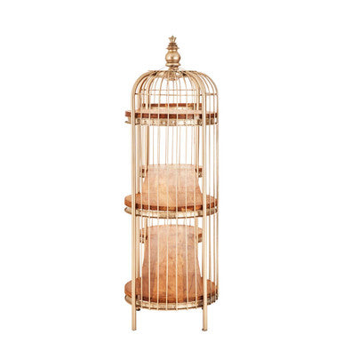 Mantis Champagne Gold Finish Birdcage Shelf Unit