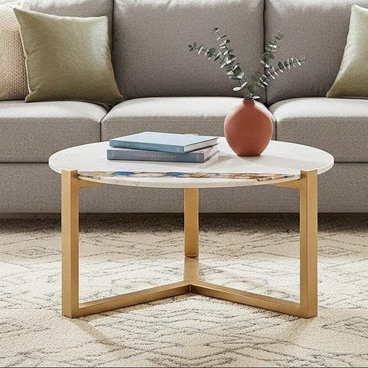 Vizzini Agate Marble Top Round Coffee Table