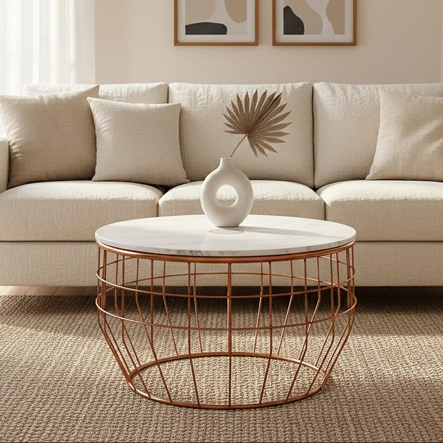 Vizzini White Marble Coffee Table