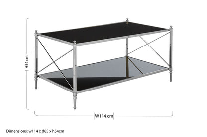 Hoffmann Black Glass and Nickel Finish Rectangular Coffee Table