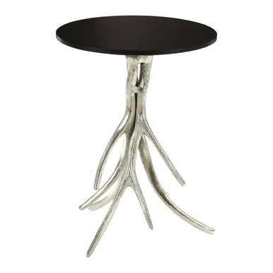 Antler Round Side Table with Black Marble Top