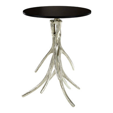 Antler Round Side Table with Black Marble Top