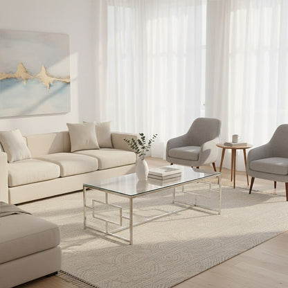 Allure Clear Glass Silver Base Coffee Table