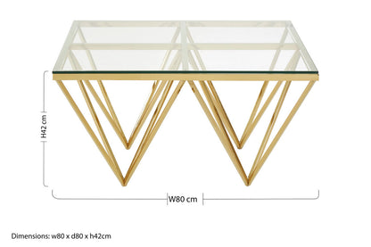 Allure Gold Finish Prismatic Square Coffee Table