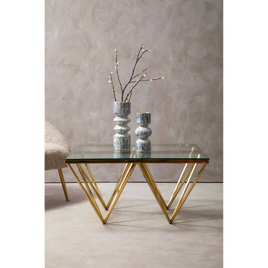Allure Gold Finish Prismatic Square Coffee Table