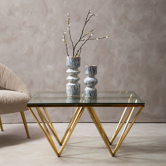 Allure Gold Finish Prismatic Square Coffee Table