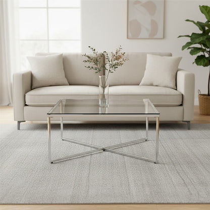 Allure Silver Finish Cross Base Coffee Table