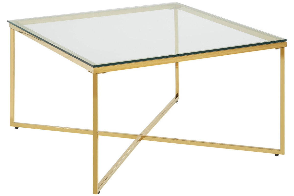 Allure Gold Finish Cross Base Coffee Table