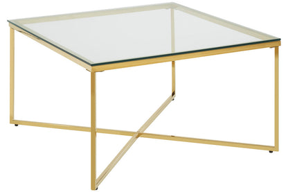 Allure Gold Finish Cross Base Coffee Table