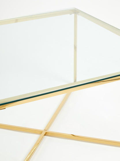 Allure Gold Finish Cross Base Coffee Table