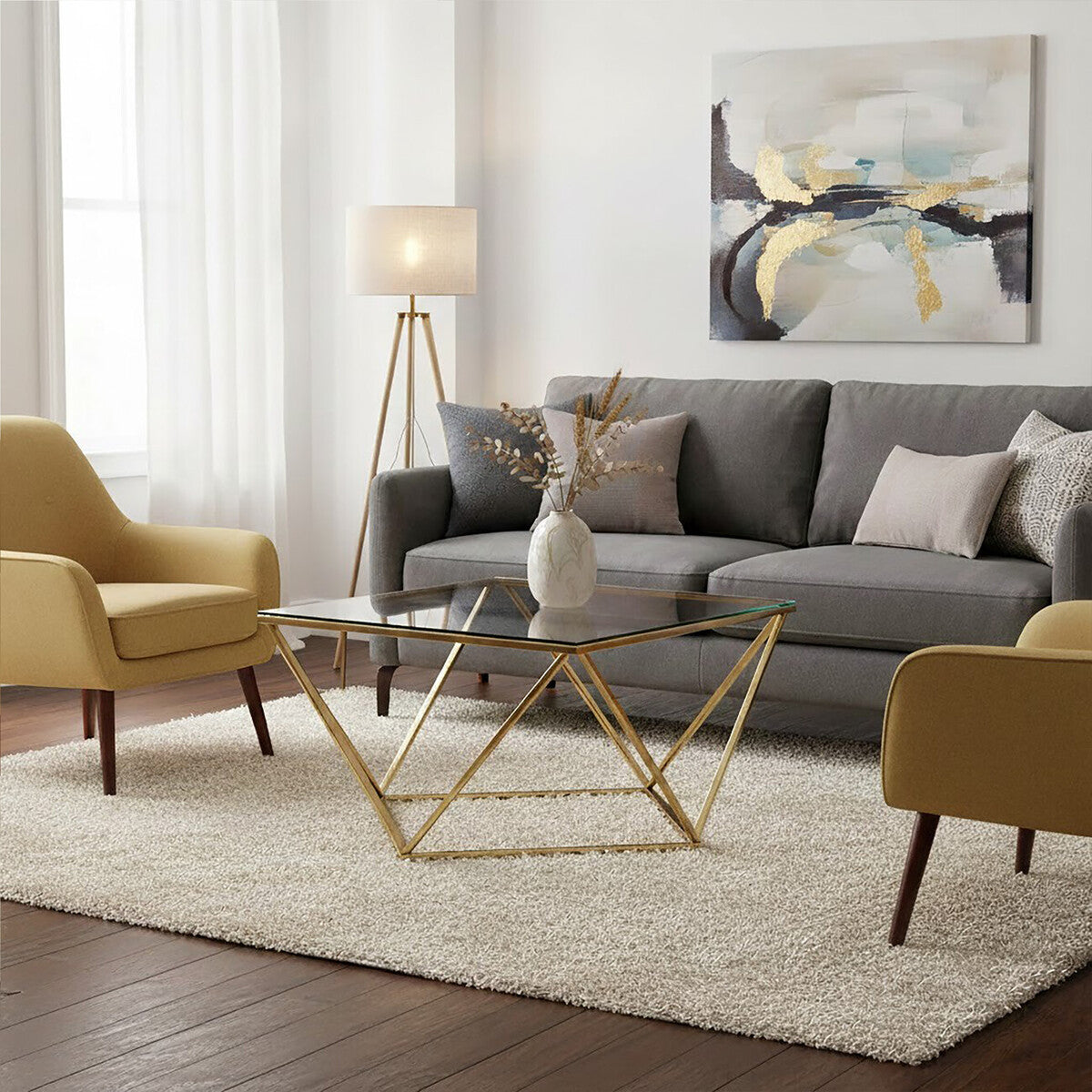 Allure Gold Finish Twist Coffee Table