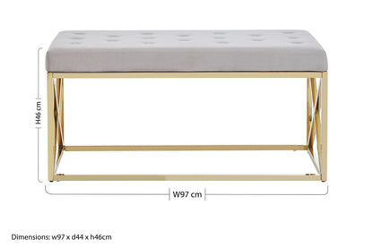 Allure Mink Velvet Gold Finish Bench