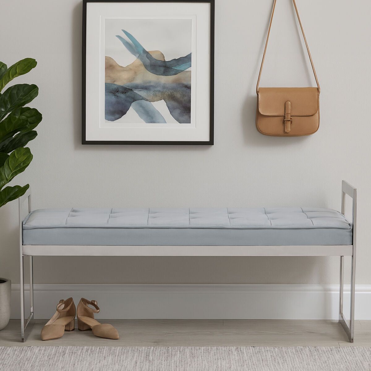 Allure Powder Blue And Silver Finish Bench