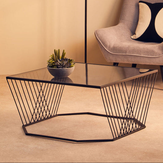 Trento Coffee Table With Grey Glass Top