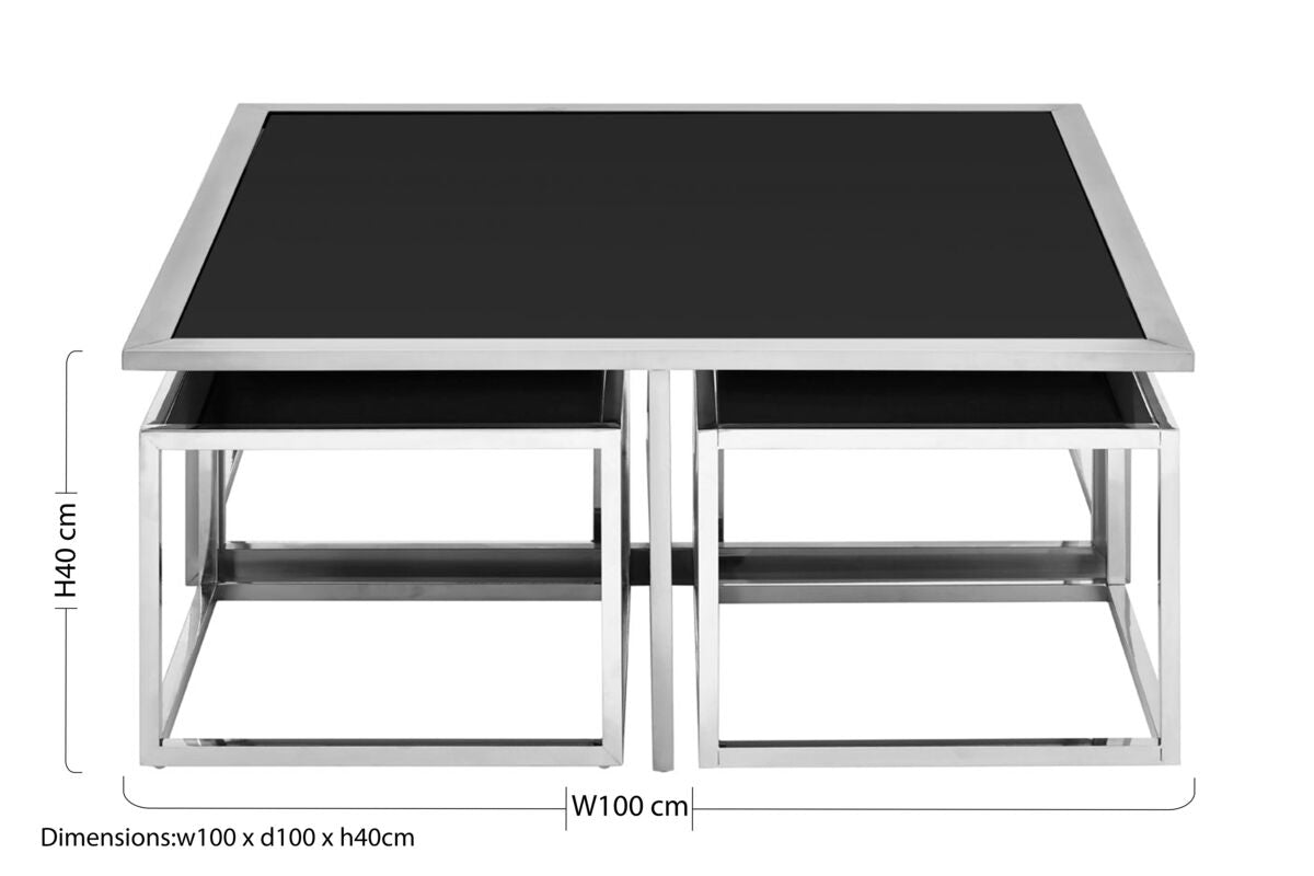 Horizon Silver Coffee Table And Stools Set