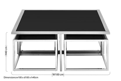 Horizon Silver Coffee Table And Stools Set