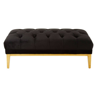 Piermount Black Velvet Button Tufted Bench