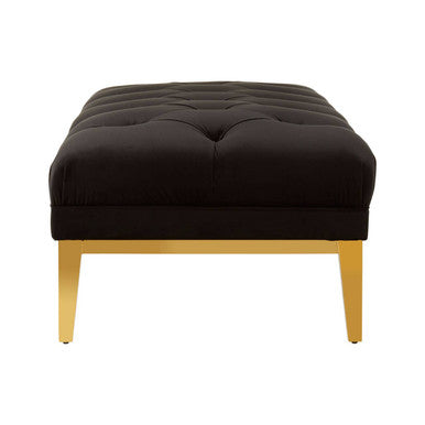 Piermount Black Velvet Button Tufted Bench