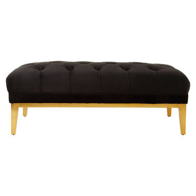 Piermount Black Velvet Button Tufted Bench