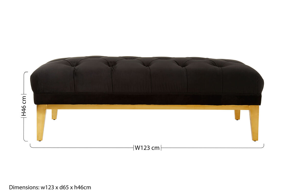 Piermount Black Velvet Button Tufted Bench