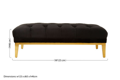 Piermount Black Velvet Button Tufted Bench
