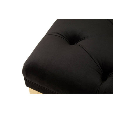 Piermount Black Velvet Button Tufted Bench