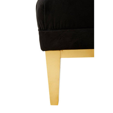 Piermount Black Velvet Button Tufted Bench