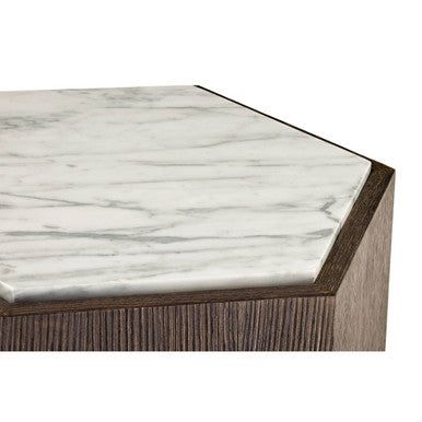 Villi Hexagon Dark Oak and Marble Side Table