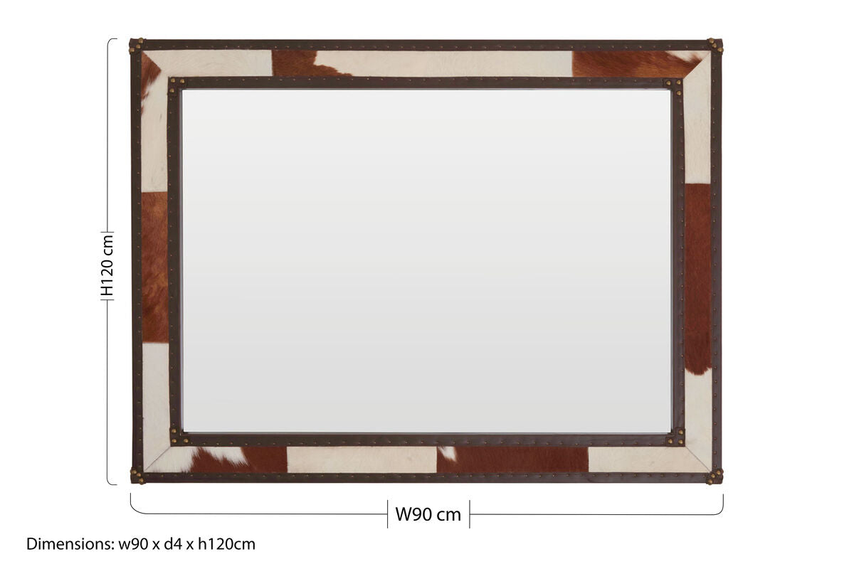 Kensington Townhouse Brown And White Genuine Cowhide Wall Mirror