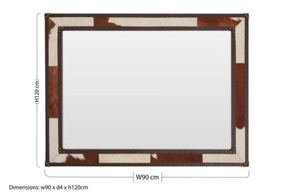 Kensington Townhouse Brown And White Genuine Cowhide Wall Mirror