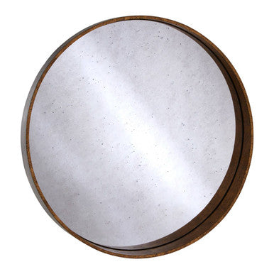 Colton Round Wall Mirror with Antique Gold Frame