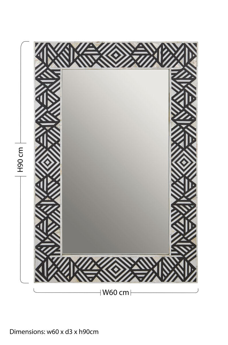 Fusion Black and Mother Of Pearl Wall Mirror