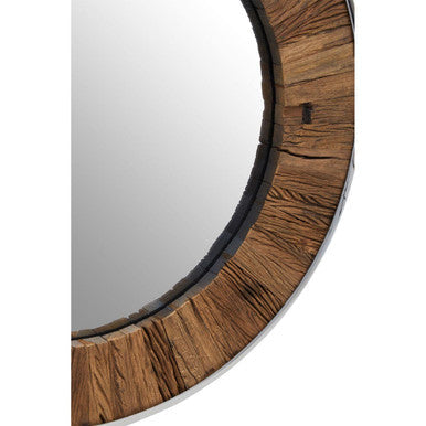 Kerala Natural Wood Round Wall Mirror