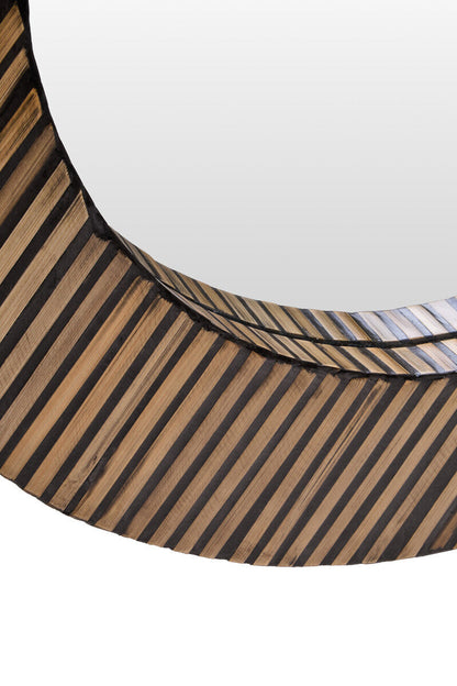 Bambusa Bamboo Inlay Round Wall Mirror