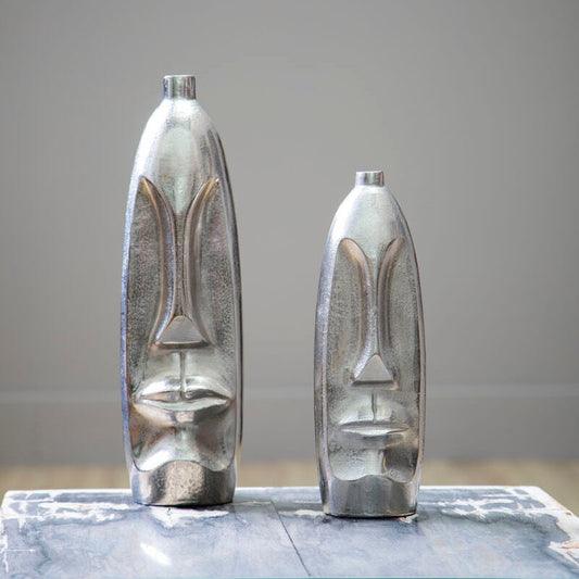 Viso Large Silver Face Tall Vase