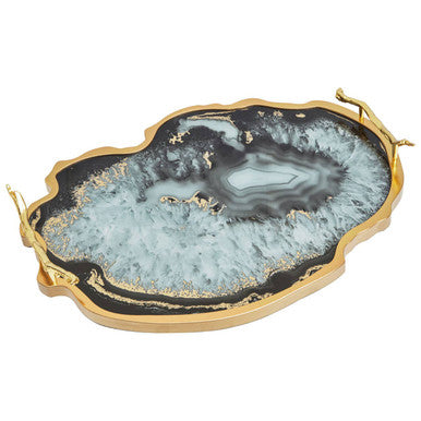 Celina Black And Gold Agate Tray