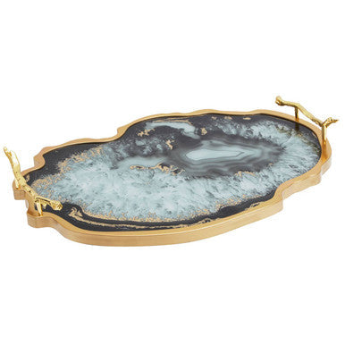 Celina Black And Gold Agate Tray