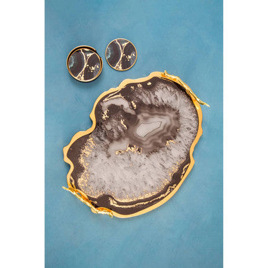 Celina Black And Gold Agate Tray