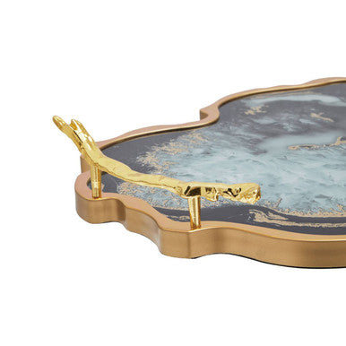 Celina Black And Gold Agate Tray