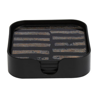 Celina Set Of Four Square Black and Gold Coasters