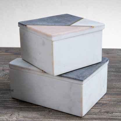 Kira Small Square Marble Trinket Box