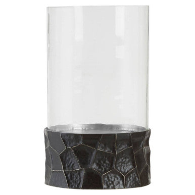 Akola Black and Gold Large Hurricane Candle Holder