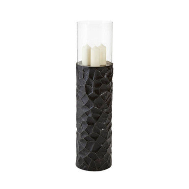 Akola Black and Gold Small Floor Standing Hurricane Candle Holder