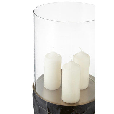 Akola Black and Gold Small Floor Standing Hurricane Candle Holder