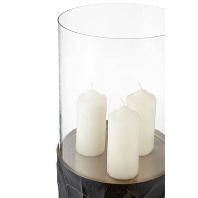 Akola Black and Gold Small Floor Standing Hurricane Candle Holder