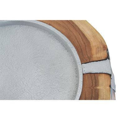 Almora Large Acacia and Glass Hurricane Candle Holder