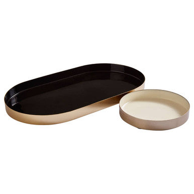 Elva Set Of Two Black and Cream Trays