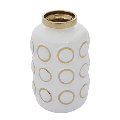Curva Large White and Gold Ceramic Vase