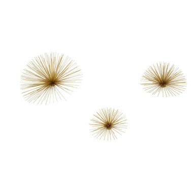 Mirano Set Of 3 Gold Finish Starburst Wall Decor