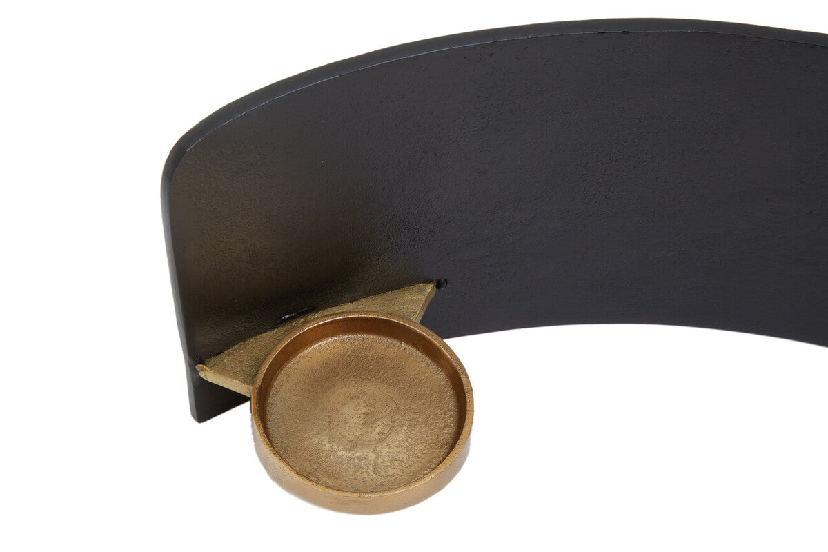 Daito Black and Gold Finish Aluminium Candle Holder